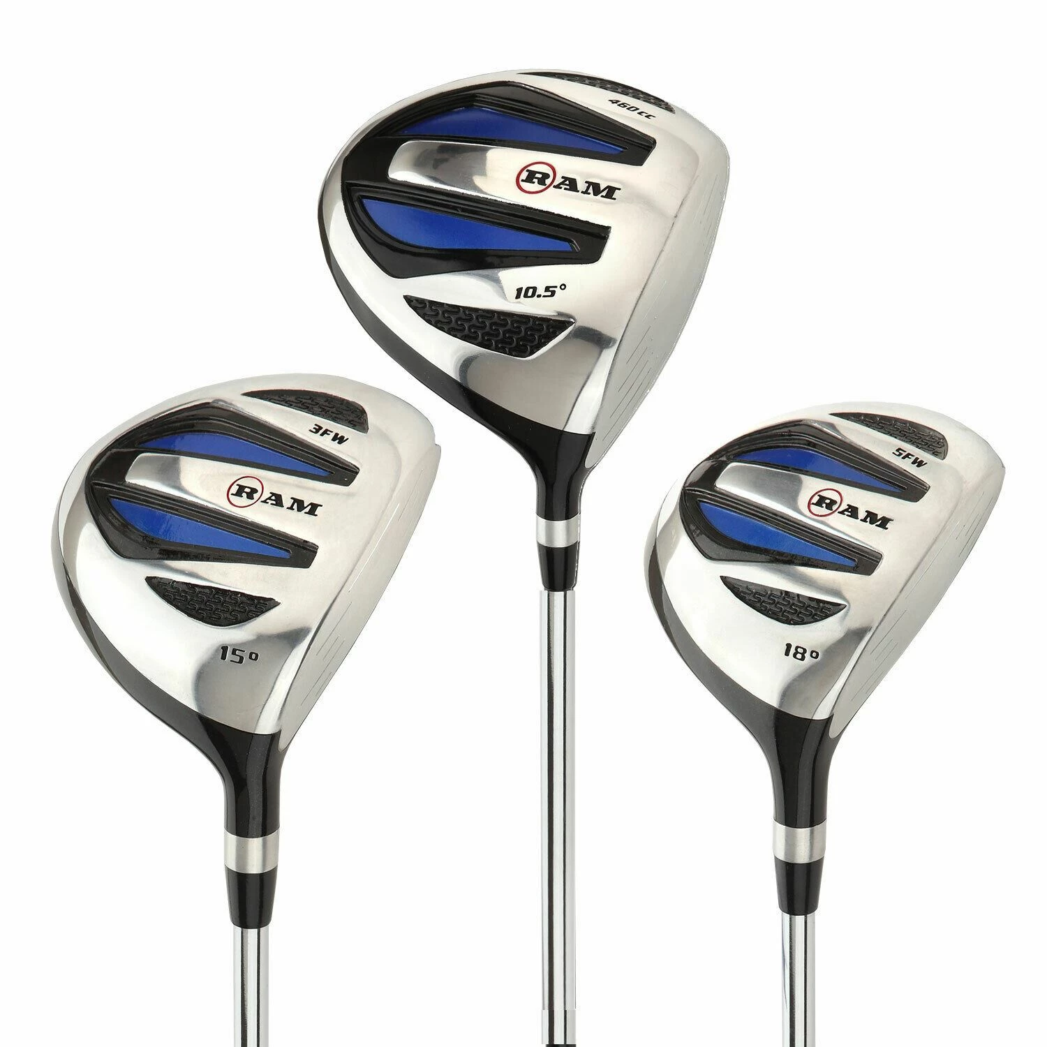 Ram Golf EZ3 Mens Steel Wood Set - Driver, 3 & 5 Wood - Headcovers Included