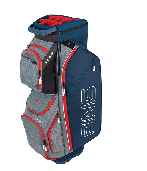Ping Traverse 2020 Cart Bag Heather Grey/Navy/Scarlet - Image 2